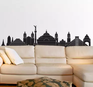 Wall Sticker buildings Mexico skyline silhouette sticker - TenStickers
