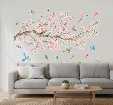 Wall sticker cherry blossom with birds - TenStickers