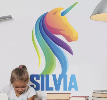 Wall sticker colorful unicorn head - TenStickers