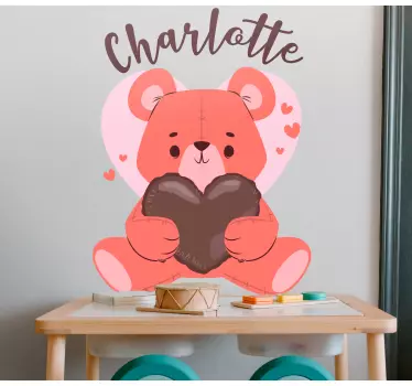 Wall sticker cute bear holding heart - TenStickers