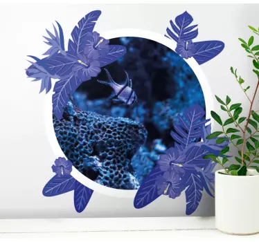 Wall sticker frame underwater exploration scene - TenStickers