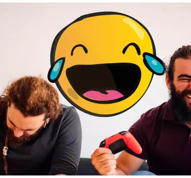 Wall sticker laughing emoji face - TenStickers