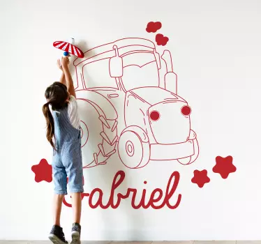Wall sticker playful tractor design - TenStickers