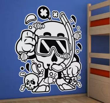 Wall sticker skull diver design - TenStickers