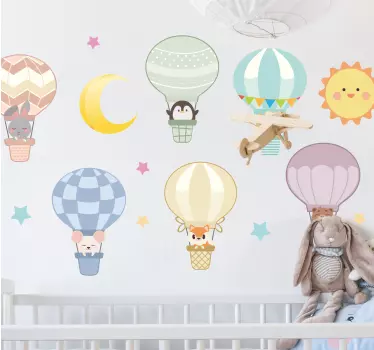 Wall stickers for kid colorful air balloons - TenStickers