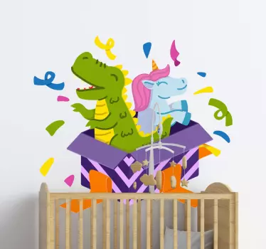 Wall stickers for kid colorful dinosaur unicorn - TenStickers