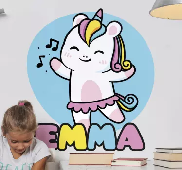 Wall stickers for kid customizable cheerful unicorn - TenStickers