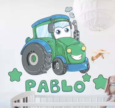 Wall stickers for kid customizable happy tractor - TenStickers