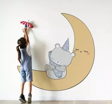 Wall stickers for kid cute bear moon - TenStickers