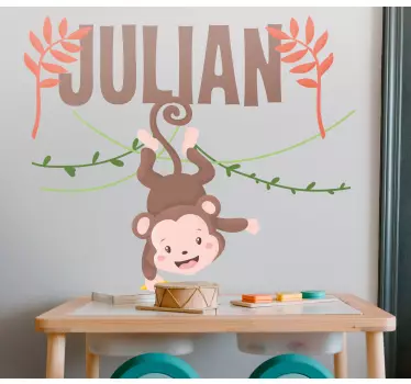 Wall stickers for kid cute monkey hanging - TenStickers