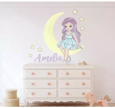 Wall stickers for kid cute moon girl - TenStickers