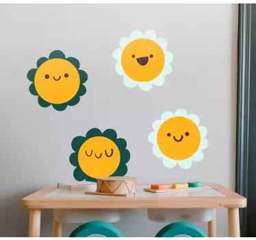 Wall stickers for kid happy flower characters - TenStickers