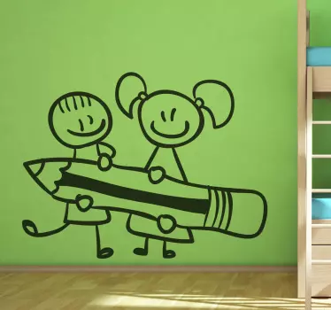 Wall stickers for kid happy kids with pencil - TenStickers