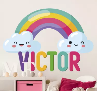 Wall stickers for kid happy rainbow clouds - TenStickers