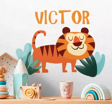 Wall stickers for kid happy tiger character - TenStickers
