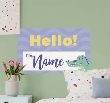 Wall stickers for kid hello personalized crocodile - TenStickers