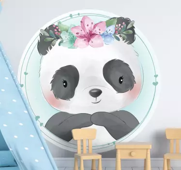 Wall stickers for kid panda floral design - TenStickers