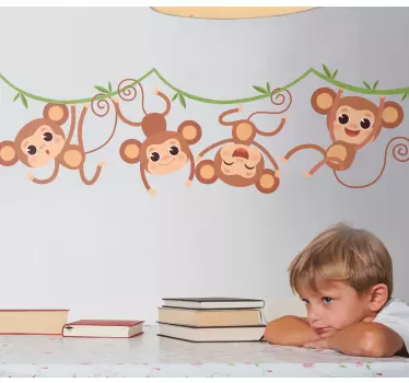Wall stickers for kid playful monkey set - TenStickers
