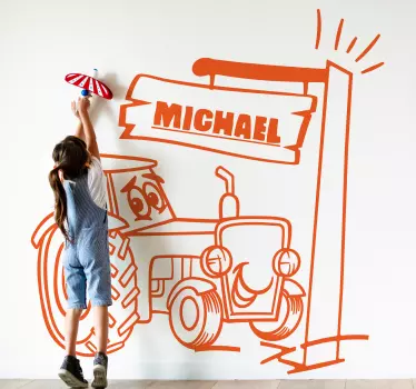 Wall stickers for kid playful tractor scene - TenStickers