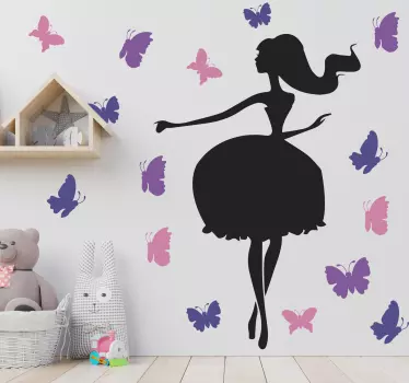 Wall stickers for kid silhouette with butterflies - TenStickers
