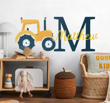 Wall stickers for kid tractor initial m - TenStickers
