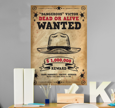 Wanted Customisable Wall Mural Sticker - TenStickers