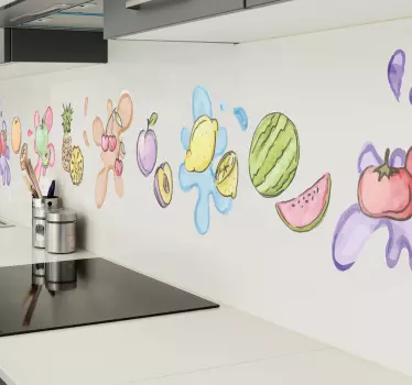 Watercolor fruit border sticker - TenStickers