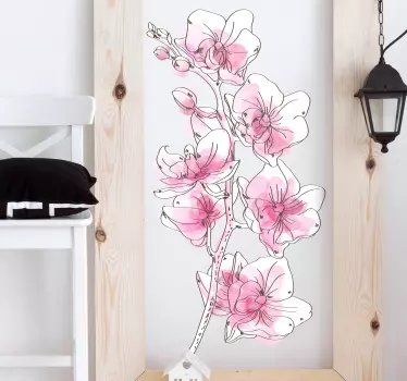 watercolor orchid flower wall decal - TenStickers