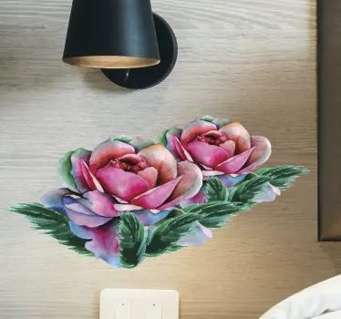 Watercolor roses flower wall decal - TenStickers