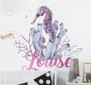 Watercolor Seahorse Custom Sticker - TenStickers