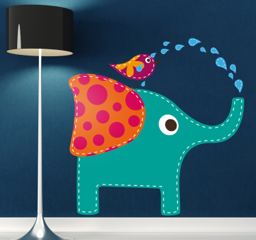 Watering Bird Elephant Wall Sticker - TenStickers