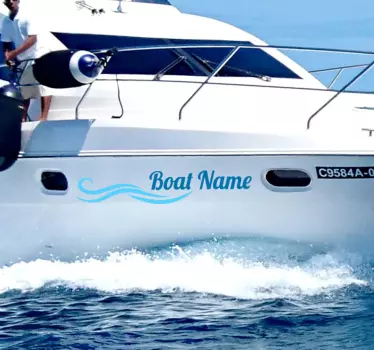 Wavy custom boat name nautical sticker - TenStickers
