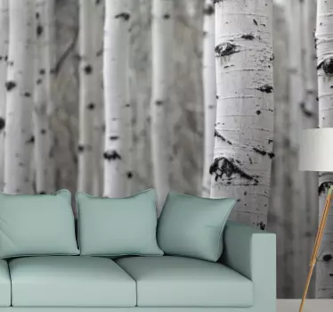 White birch tree forest vinyl print wall decal - TenStickers