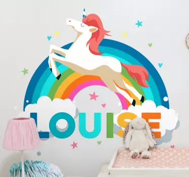 White unicorn and rainbow Custom Sticker - TenStickers
