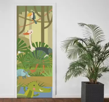 Wild animals  glass door sticker - TenStickers