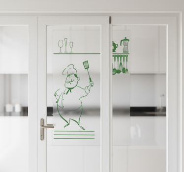 Window sticker head chef kitchen set - TenStickers