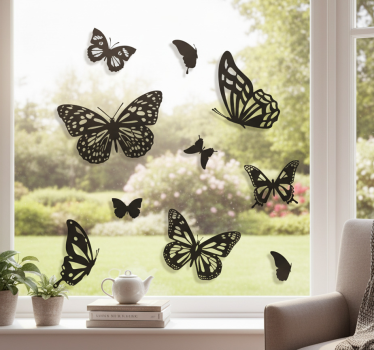 Window sticker monocolor butterflies - TenStickers