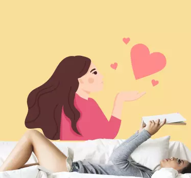 Woman blowing hearts people decals - TenStickers