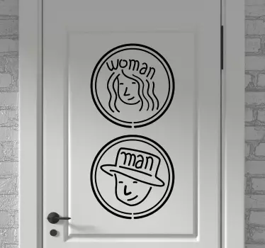Woman man toilet sign glass door sticker - TenStickers