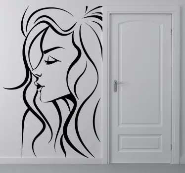 Woman's Face Outline Sticker - TenStickers