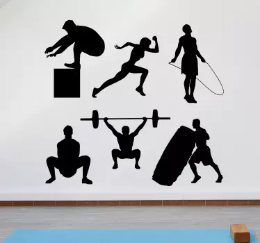 Work out fitness weights people decals - TenStickers