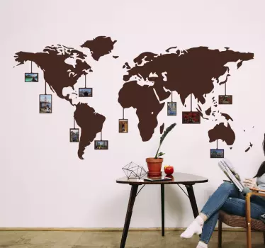 World in photos world map sticker - TenStickers