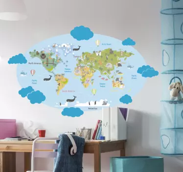 Kids world map wall sticker - TenStickers