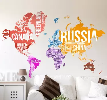 Colorful world map wall sticker - TenStickers