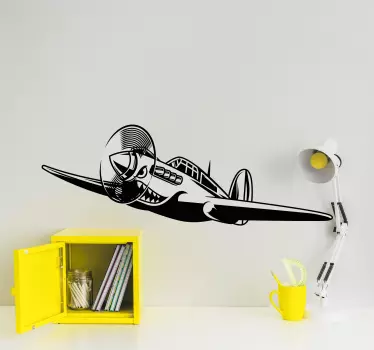 WWII aircraft illustration wall art - TenStickers