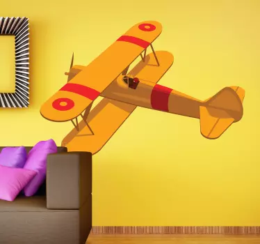 Yellow Aeroplane Sticker - TenStickers