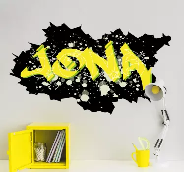 Yellow graffitti name with black background custom decal - TenStickers
