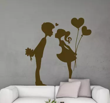 Young kissing couple love wall sticker - TenStickers