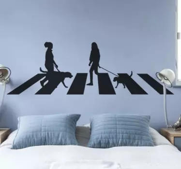 Zebra crossing with people Silhouette Wall Sticker - TenStickers