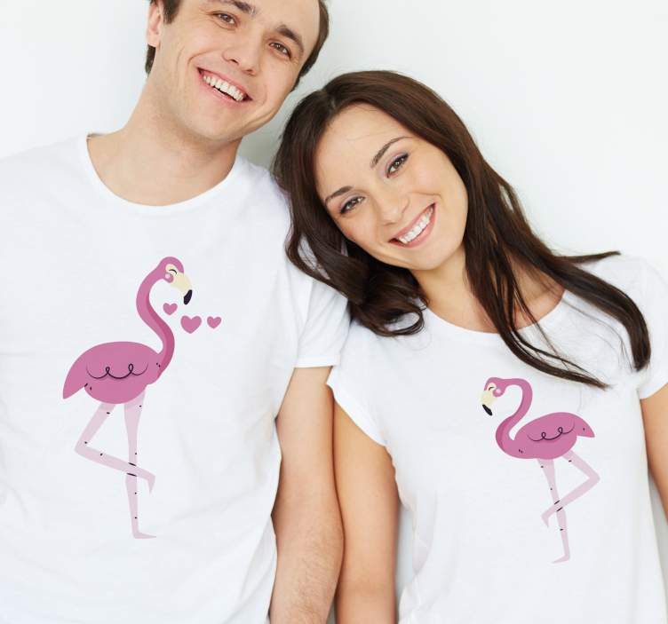 Flamingos in love Couple t shirts - TenStickers